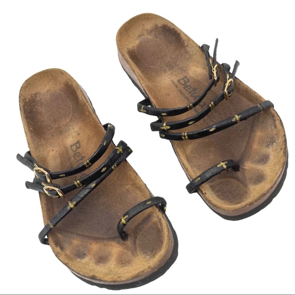 BIRKENSTOCK BETULA women's leather sandals golden details size Women's 4